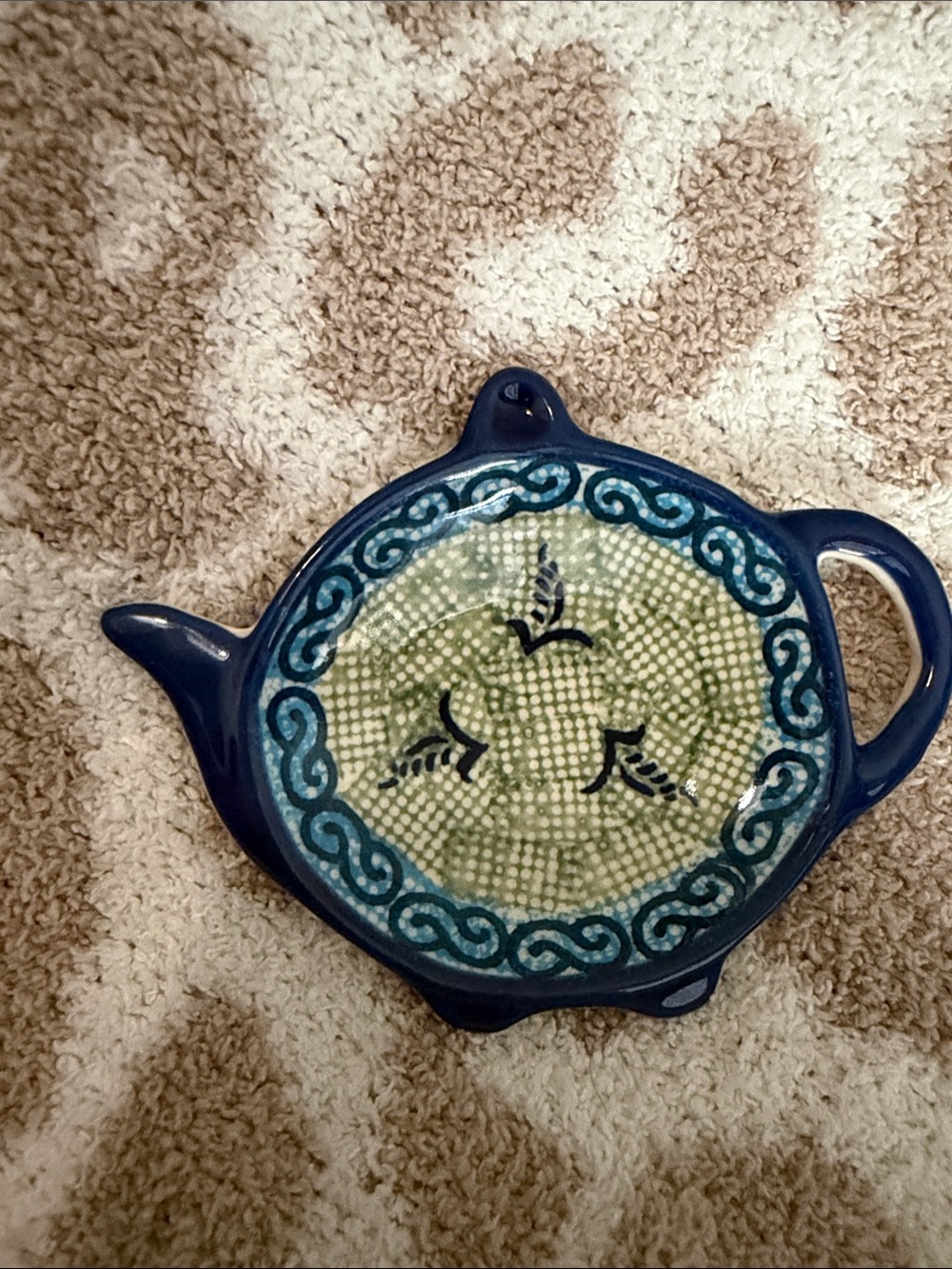 Ceramika Artystyczna UNIKAT polish pottery teapot butter pat/handpainted